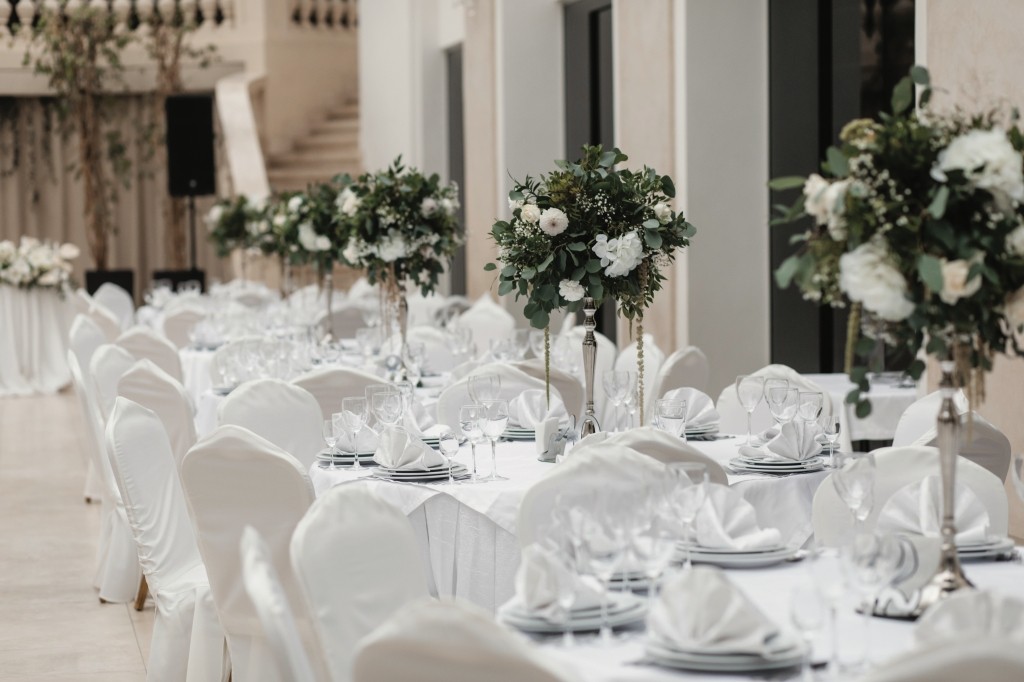 Decorated in white color hall for an event